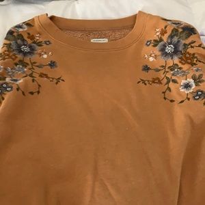 Mustard yellow cropped American Eagle sweatshirt